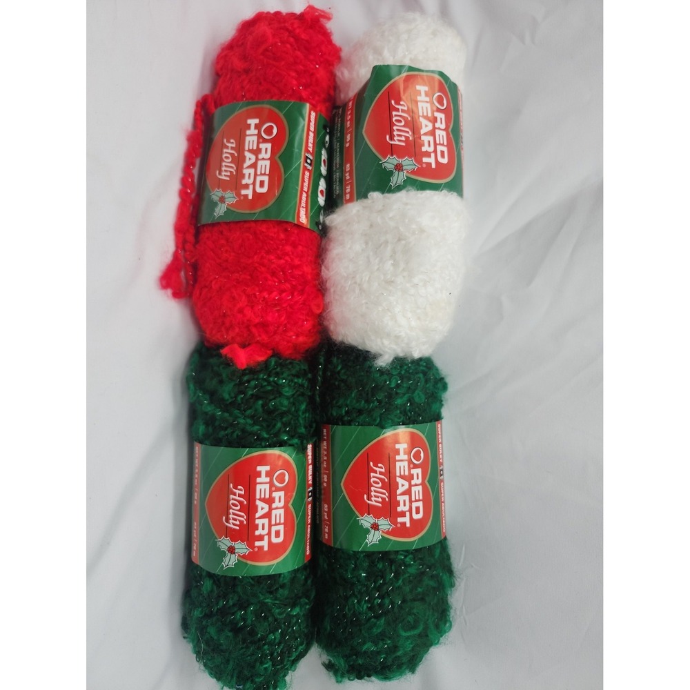 Red Heart Holly Metallic Yarn/3 Red/1 Green